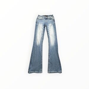 Stella in Dreams Jeans Womens 1/25 Blue Mid Rise Bootcut Embroidered SR164 Flare